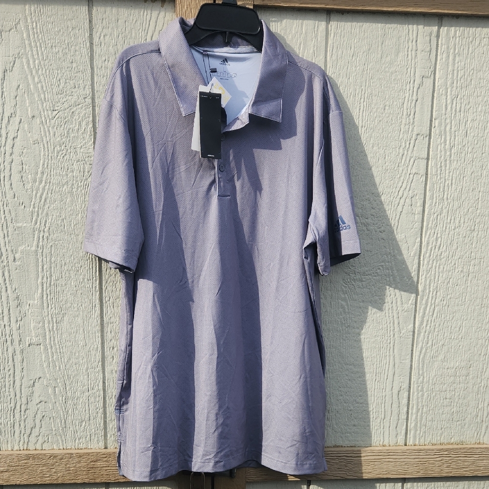 NEW Adidas Ultimate Dot UPF 50 Sport Sun Golf Polo Large Gray Performance Drifit